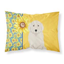 20.5 x 30 in. Summer Sunflowers Great Pyrenees Fabric Standard Pillowcase