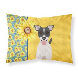 20.5 x 30 in. Summer Sunflowers Black White Smooth Jack Russell Terrier Fabric Standard Pillowcase