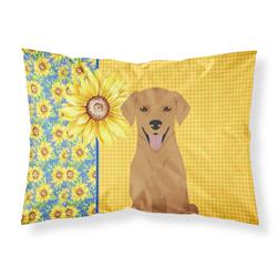 20.5 x 30 in. Summer Sunflowers Red Fox Labrador Retriever Fabric Standard Pillowcase