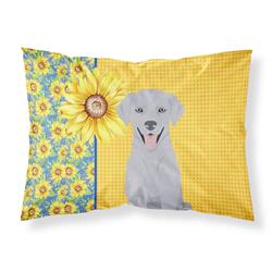 20.5 x 30 in. Summer Sunflowers Silver Labrador Retriever Fabric Standard Pillowcase