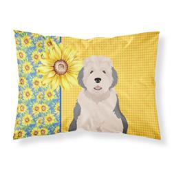 WDK5448PILLOWCASE 20.5 x 30 in. Summer Sunflowers Old English Sheepdog Fabric Standard Pillowcase