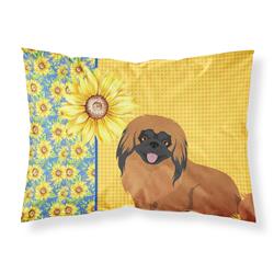 20.5 x 30 in. Summer Sunflowers Red Pekingese Fabric Standard Pillowcase