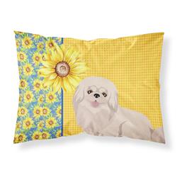 20.5 x 30 in. Summer Sunflowers White Pekingese Fabric Standard Pillowcase