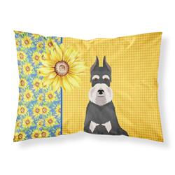 20.5 x 30 in. Summer Sunflowers Black & Silver Schnauzer Fabric Standard Pillowcase