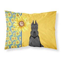 20.5 x 30 in. Summer Sunflowers Black Schnauzer Fabric Standard Pillowcase