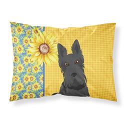 20.5 x 30 in. Summer Sunflowers Black Scottish Terrier Fabric Standard Pillowcase
