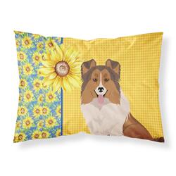 20.5 x 30 in. Summer Sunflowers Sable Sheltie Fabric Standard Pillowcase