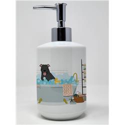 7.25 x 3.5 in. Black Pit Bull Terrier Ceramic Soap Dispenser