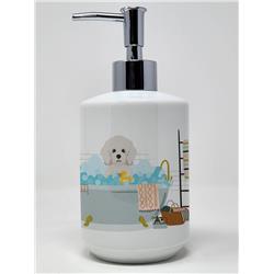 7.25 x 3.5 in. Bichon Frise Ceramic Soap Dispenser