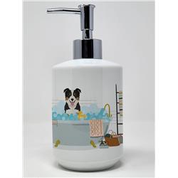 7.25 x 3.5 in. Tricolor Border Collie Ceramic Soap Dispenser