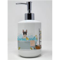 7.25 x 3.5 in. Black Boston Terrier Ceramic Soap Dispenser