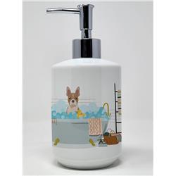 7.25 x 3.5 in. Fawn Boston Terrier Ceramic Soap Dispenser
