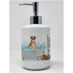7.25 x 3.5 in. Natural Eared Fawn Boxer Ceramic Soap Dispenser