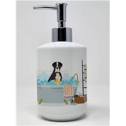 7.25 x 3.5 in. Natural Eared Black Boxer Ceramic Soap Dispenser