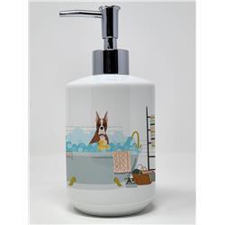 7.25 x 3.5 in. Red Fawn Boxer Ceramic Soap Dispenser