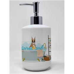 7.25 x 3.5 in. Fawn Boxer Ceramic Soap Dispenser