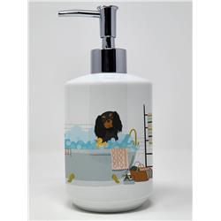 7.25 x 3.5 in. Black & Tan Cavalier Spaniel Ceramic Soap Dispenser