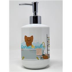 7.25 x 3.5 in. Longhaired Red Chihuahua Ceramic Soap Dispenser