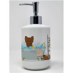 7.25 x 3.5 in. Longhaired Chocolate Chihuahua Ceramic Soap Dispenser