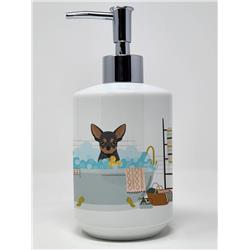7.25 x 3.5 in. Black & Tan Chihuahua Ceramic Soap Dispenser