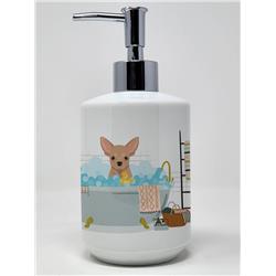 7.25 x 3.5 in. Cream Chihuahua Ceramic Soap Dispenser