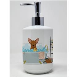 7.25 x 3.5 in. Red Chihuahua Ceramic Soap Dispenser