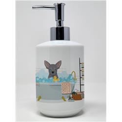 7.25 x 3.5 in. Blue Chihuahua Ceramic Soap Dispenser