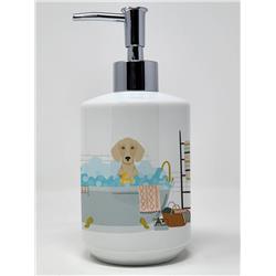 7.25 x 3.5 in. Cream Dachshund Ceramic Soap Dispenser