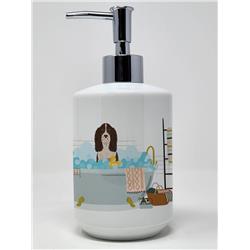7.25 x 3.5 in. Liver English Springer Spaniel Ceramic Soap Dispenser