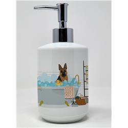 7.25 x 3.5 in. Black & Tan German Shepherd Ceramic Soap Dispenser