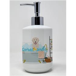 7.25 x 3.5 in. Cream Golden Retriever Ceramic Soap Dispenser