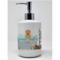 7.25 x 3.5 in. Gold Golden Retriever Ceramic Soap Dispenser