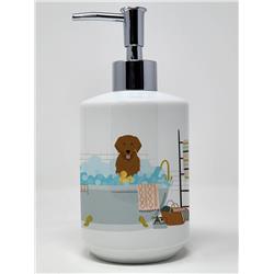 7.25 x 3.5 in. Mahogany Golden Retriever Ceramic Soap Dispenser