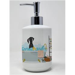 7.25 x 3.5 in. Black Great Dane Ceramic Soap Dispenser