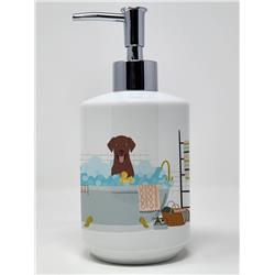 7.25 x 3.5 in. Chocolate Labrador Retriever Ceramic Soap Dispenser