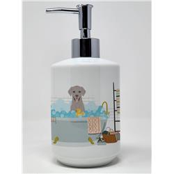 7.25 x 3.5 in. Gray Labrador Retriever Ceramic Soap Dispenser