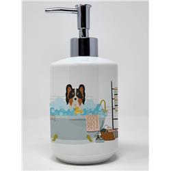 7.25 x 3.5 in. Tricolor Papillon Ceramic Soap Dispenser