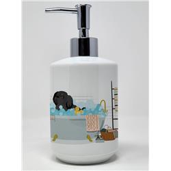 7.25 x 3.5 in. Black Pekingese Ceramic Soap Dispenser