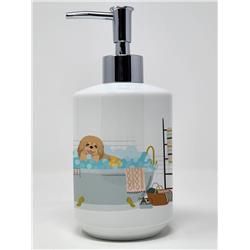 7.25 x 3.5 in. Gold Pekingese Ceramic Soap Dispenser