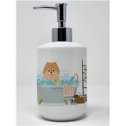 7.25 x 3.5 in. Orange Pomeranian Ceramic Soap Dispenser