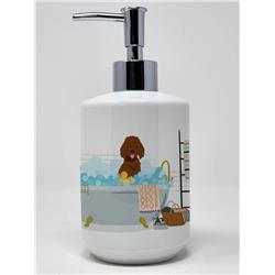 7.25 x 3.5 in. Standard Red Poodle Ceramic Soap Dispenser