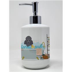 7.25 x 3.5 in. Toy Grey Poodle Ceramic Soap Dispenser