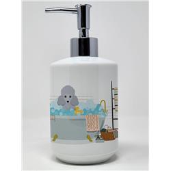 7.25 x 3.5 in. Toy Silver Poodle Ceramic Soap Dispenser