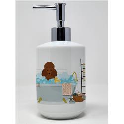 7.25 x 3.5 in. Toy Red Poodle Ceramic Soap Dispenser