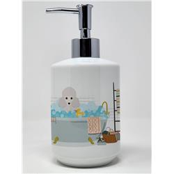 7.25 x 3.5 in. Toy White Poodle Ceramic Soap Dispenser