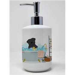7.25 x 3.5 in. Black Pug Ceramic Soap Dispenser