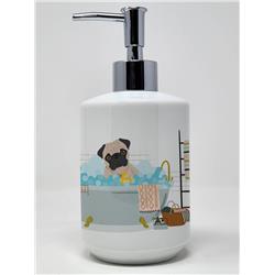 7.25 x 3.5 in. Fawn Pug Ceramic Soap Dispenser
