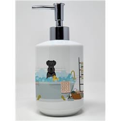 7.25 x 3.5 in. Black Natural Ears Schnauzer Ceramic Soap Dispenser