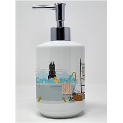 7.25 x 3.5 in. Black Schnauzer Ceramic Soap Dispenser