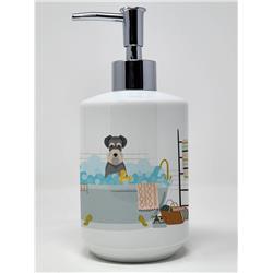 7.25 x 3.5 in. Salt Pepper Natural Ears Schnauzer Ceramic Soap Dispenser